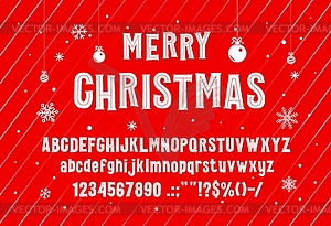 Рождественский шрифт, праздничный гарнитур и алфавит - векторизованное изображение клипарта