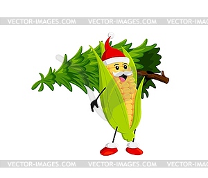 Мультяшный персонаж из кукурузного овоща с сосной - векторный клипарт / векторное изображение
