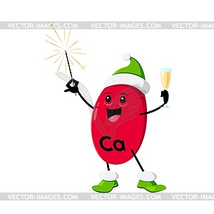 Cartoon christmas ca micronutrient with sparkler - royalty-free vector image