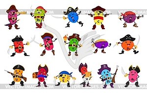 Cartoon vitamins, micronutrient pirates, corsairs - vector clipart