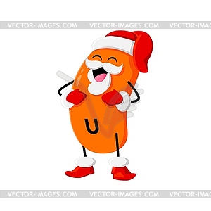 Cartoon Christmas vitamin U in Santa costume - vector EPS clipart