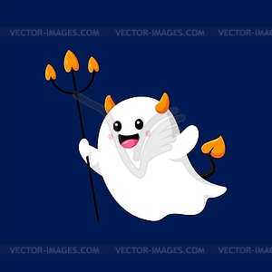 Halloween kawaii ghost devil or cartoon funny boo - vector clipart