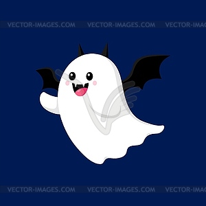 Cartoon Halloween kawaii ghost, vampire or bat - vector clipart