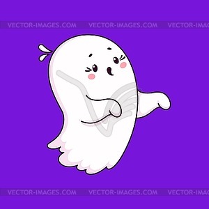 Мультяшный Хэллоуин каваи милый персонаж-призрак бу - векторный эскиз