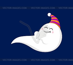Cartoon Halloween kawaii sleeping ghost character - stock vector clipart