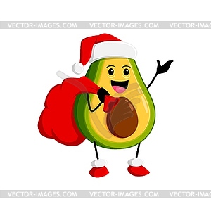 Cartoon Christmas mexican avocado Santa character - vector clipart