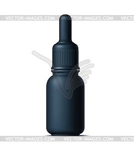 Realistic black cosmetics bottle with dropper - vector clipart