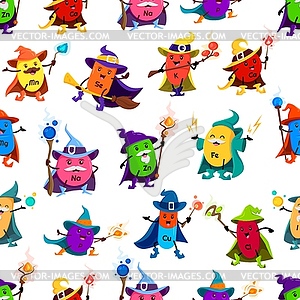 Cartoon mineral wizard or mage characters pattern - vector clip art