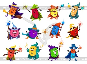 Cartoon mineral or micronutrient wizard characters - vector clipart