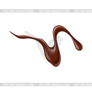 Chocolate sauce syrup drop, splash, stain or swirl - vector image