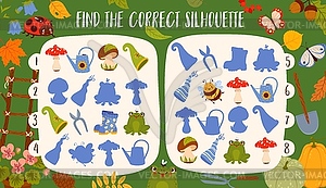 Find correct silhouette of gnome hats, leaves - royalty-free vector image