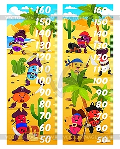 Kids height measure chart with vitamins pirates - vector clipart