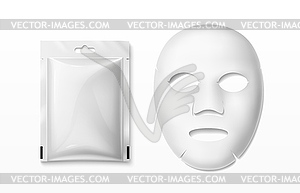Cosmetic facial mask and cream or cleanser sachet - vector clipart