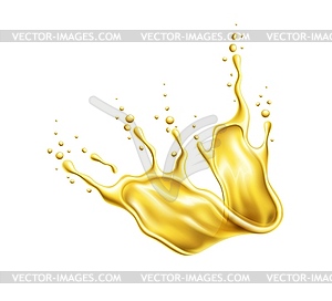 Oil swirl splash with splatters suspended mid-air - vector clipart