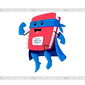 Cartoon notebook supply superhero and defender - color vector clipart