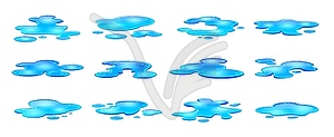 Rain water puddles, cartoon set - vector image