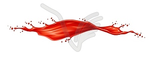 Long red wave of tomato juice or ketchup splash - vector image