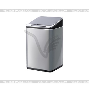 Realistic bucket, metal container with plastic lid - vector image