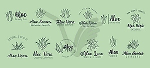 Набор косметики для ухода за кожей с минимальными этикетками Aloe vera - векторизованный клипарт