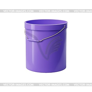 Realistic bucket, metal pail, container and bin - vector image