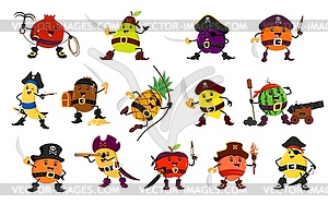Cartoon fruit pirate and corsair fruit characters - vector EPS clipart