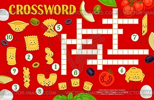 Crossword quiz game with italian pasta characters - royalty-free vector image