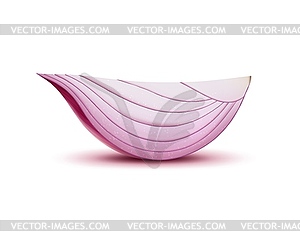 Realistic red raw onion slice, vegetable quarter - vector clipart