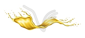 Yellow beer, oil or juice splash, liquid swirl - vector image