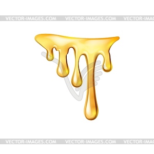 Melting honey or caramel, sweet juice drops - vector image