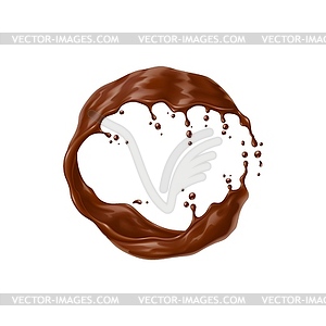 Realistic chocolate or cream round liquid frame - vector image