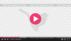 Transparent video player with play control buttons - vector clip art