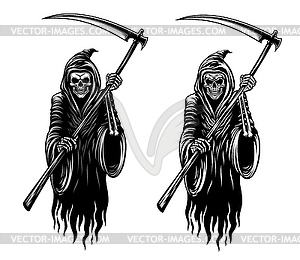 Grim reaper skeleton with scythe, death - royalty-free vector clipart