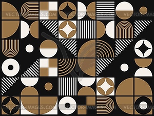 Modern golden and black geometric Bauhaus pattern - vector image