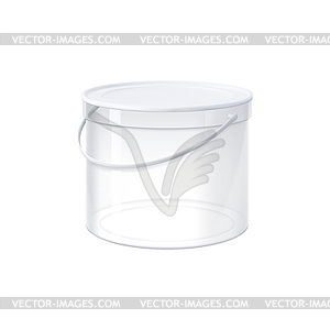 Realistic plastic bucket with handle and lid - vector clip art