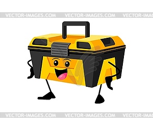 Cartoon funny toolbox building tool character - vector image