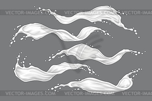 White milk cream or yogurt wave flow splashes - vector clip art