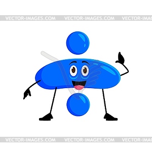 Cartoon math number character of division sign - vector image