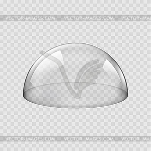 Glass dome, round transparent sphere or semisphere - vector clip art