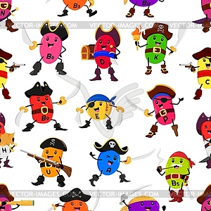 Cartoon micronutrient pirates seamless pattern - vector image