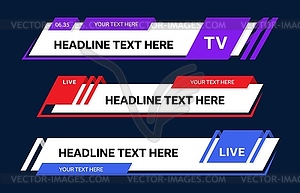Color world news bars and lower third TV headers - vector image