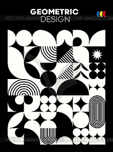 Monochrome poster with geometric Bauhaus pattern - vector clipart