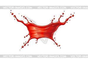 Томатный красный сок или соус кетчуп tornado splash - векторная иллюстрация