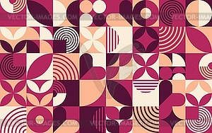Purple, maroon and pink modern Bauhaus pattern - vector clipart