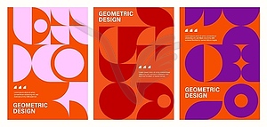 Modern geometric posters with Bauhaus patterns - vector clipart