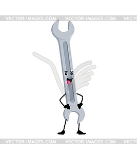 Cartoon wrench building and repair tool character - stock vector clipart