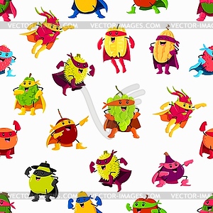 Cartoon fruit superhero and defender characters - vector clipart