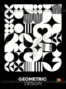 Современный монохромный абстрактный дизайн плаката в стиле баухаус - рисунок в векторе