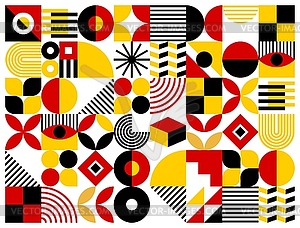 Modern geometric black, red and yellow pattern - stock vector clipart