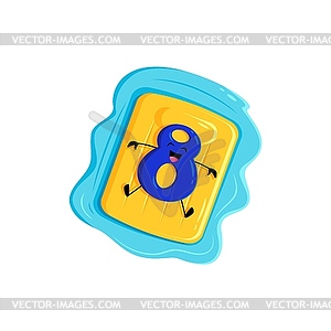 Cartoon math number eight on inflatable mattress - vector clipart