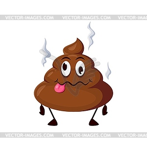 Funny poo excrement, crap with sticking tongue - vector image